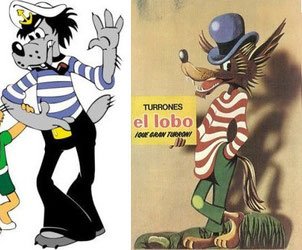 Волки-двойники: "Ну, погоди" и логотип турронов "El Lobo"